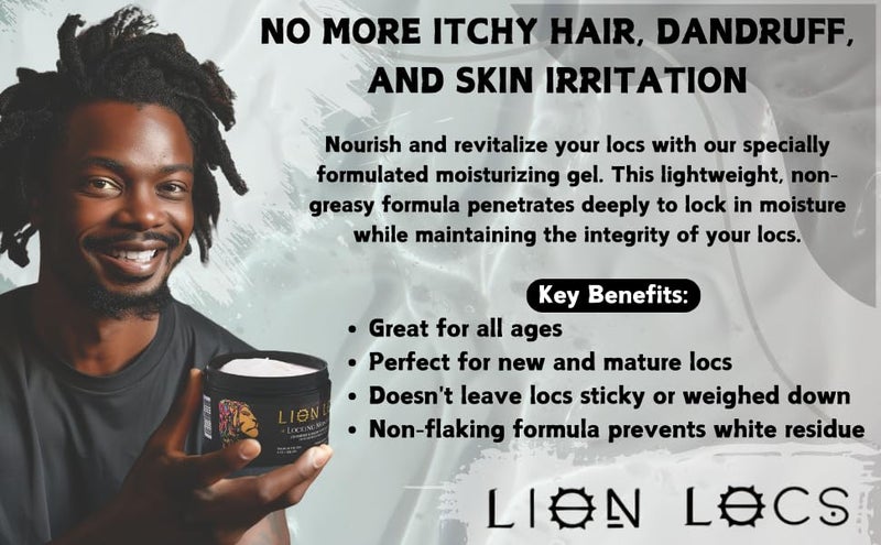Beard Gains مرطب شعر Lion Locs لتثبيت الضفائر، الأقفال، الميكرو لوكس، التداخلات، الضفائر، الفوكس لوكس، السستر لوكس | - حاوية كبيرة خالية من الرواسب والتراكم (8 أونصات) (عادي) - Image 3