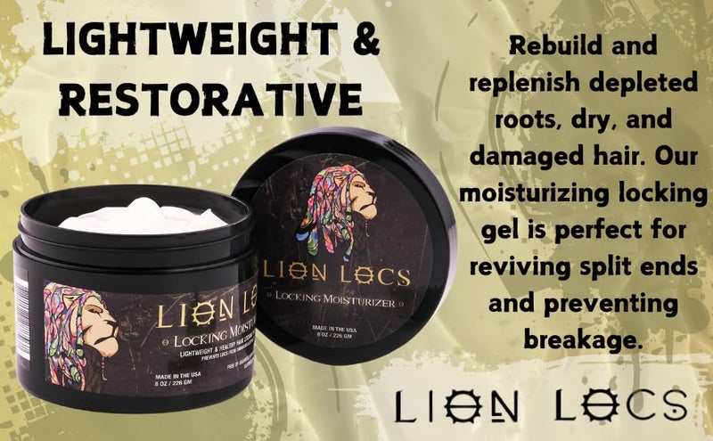 Beard Gains مرطب شعر Lion Locs لتثبيت الضفائر، الأقفال، الميكرو لوكس، التداخلات، الضفائر، الفوكس لوكس، السستر لوكس | - حاوية كبيرة خالية من الرواسب والتراكم (8 أونصات) (عادي) - Image 4