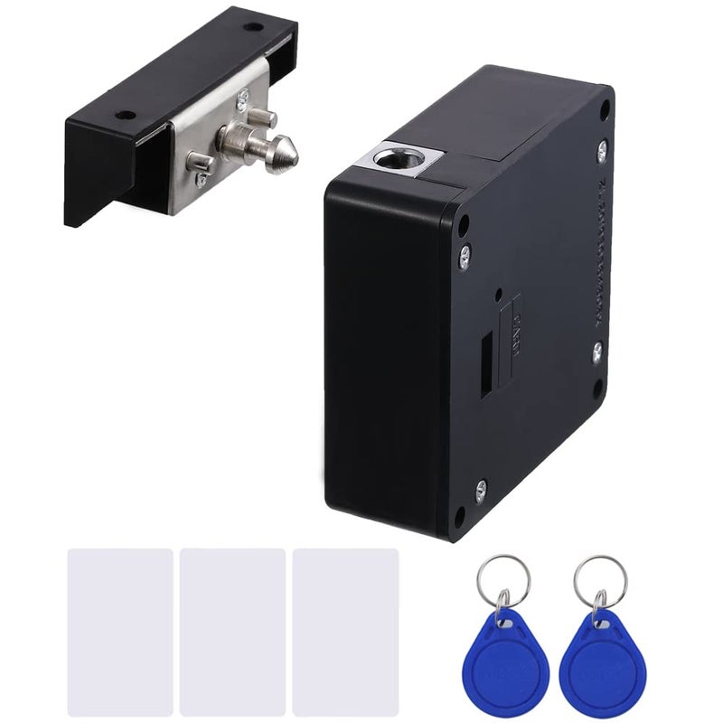 Homello RFID Lock Electronic Cabinet Lock with USB Cable - Hidden DIY Lock for Wooden Cabinet Drawer Locker Cupboard Gun Box with 5 Key Cards/Fobs - Image 1