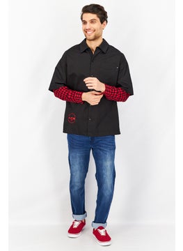 Jack Jones Men Oversized Fit Solid Long Sleeves Casual Shirt, Black  - Image 2