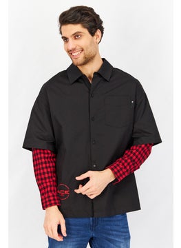 Jack Jones Men Oversized Fit Solid Long Sleeves Casual Shirt, Black  - Image 1