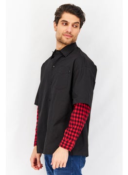 Jack Jones Men Oversized Fit Solid Long Sleeves Casual Shirt, Black  - Image 4