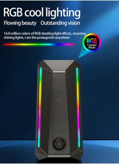 BONKS Desktop Speakers, 2.0 Channel PC Computer HiFi Stereo Gaming Speaker with Colorful LED Light Modes, Enhanced Bass and Easy-Access Volume Control, USB Powered with 3.5mm AUX-in  - Image 3