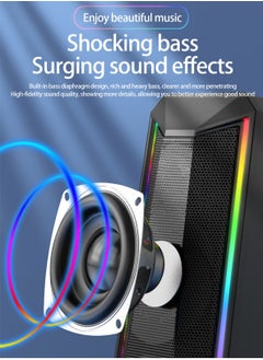 BONKS Desktop Speakers, 2.0 Channel PC Computer HiFi Stereo Gaming Speaker with Colorful LED Light Modes, Enhanced Bass and Easy-Access Volume Control, USB Powered with 3.5mm AUX-in  - Image 4