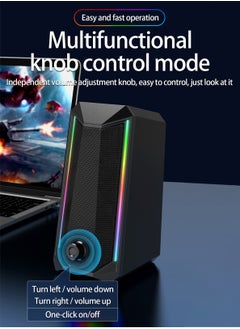 BONKS Desktop Speakers, 2.0 Channel PC Computer HiFi Stereo Gaming Speaker with Colorful LED Light Modes, Enhanced Bass and Easy-Access Volume Control, USB Powered with 3.5mm AUX-in  - Image 5