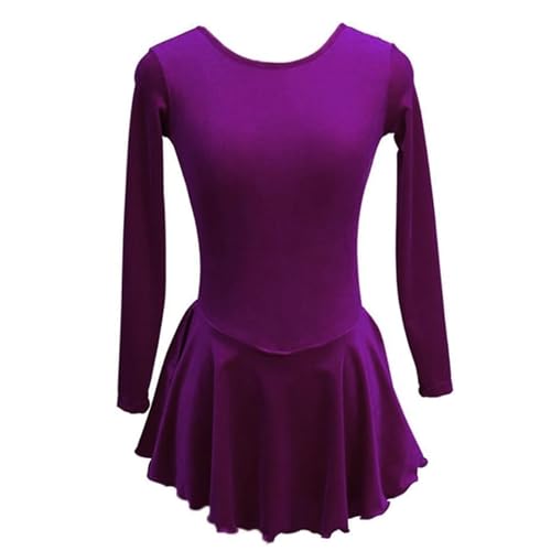 LIUHUO Ice Figure Skating Dress Girls Classic Velvet Open Back Skirt Training Dance Dress Competition Purple - Image 1