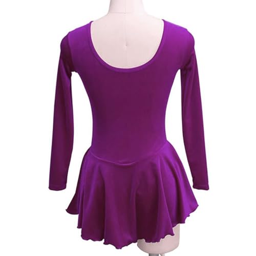 LIUHUO Ice Figure Skating Dress Girls Classic Velvet Open Back Skirt Training Dance Dress Competition Purple - Image 4