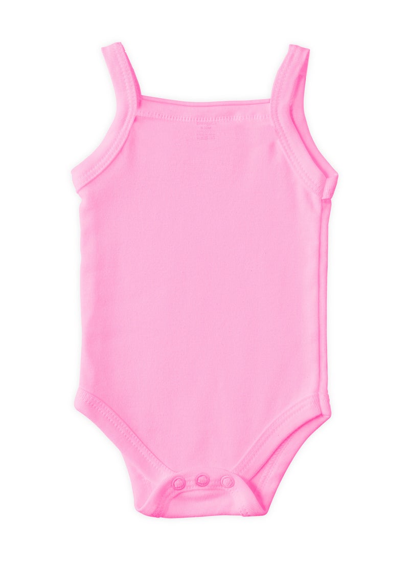 Babies Basic BabiesBasic 100% Super Combed Cotton, Sleeveless Girls Romper/Bodysuit, for New Born to 24months. Set of 3, Pink, Lemon, White  - Image 3