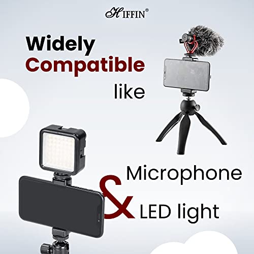 HIFFIN HF-S700 Phone Tripod Mount with Cold Shoe Mount for Microphone LED Light with 1/4'' Tripod Screw Compatible with iPhone/Oneplus/Mi/Oppo & Other Smartphones Vlogging Accessories - Image 4