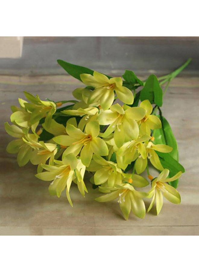 24 Lovely Artificial Lily Flower Bouquet Yellow/Green 36cm