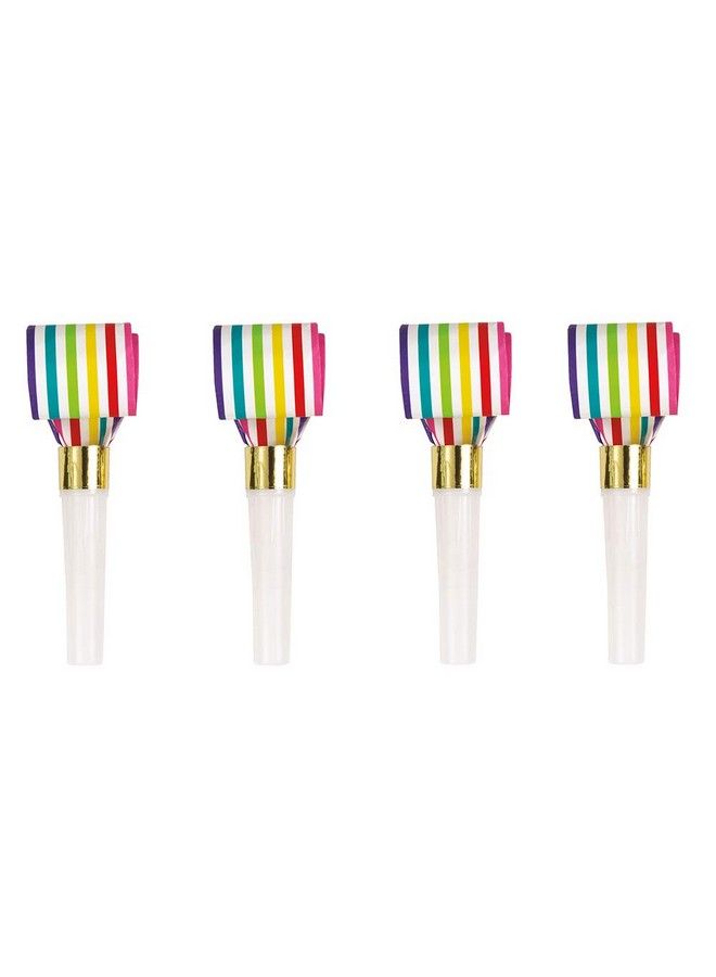 Unique Rainbow Stripe Squawker Party Blowouts ; 7" ; 8 Pcs - Image 2