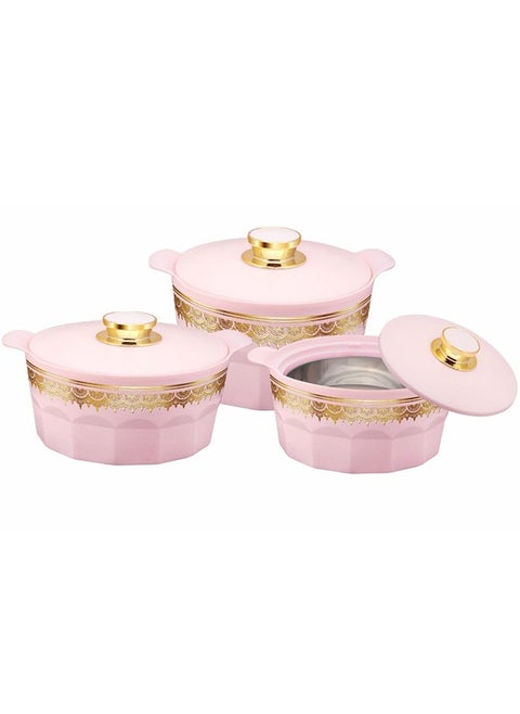 Rashi Shaheen Insulated Casserole Set of 3 Pieces-1800ml,2600ml and 3600ml, Pink