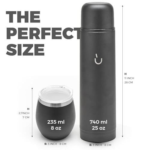 BALIBETOV Complete Yerba Mate Set - Modern Mate Gourd, Thermal Flask, Bombilla and Cleaning Brush Included - All Premium Quality 304 18/8 Stainless Steel (Full Black) - Image 5