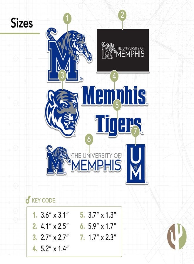 Desert Cactus University of Memphis Sticker Tigers UM Vinyl Decals Laptop Water Bottle Car Scrapbook Sheet T2 (Type 2) - Image 3