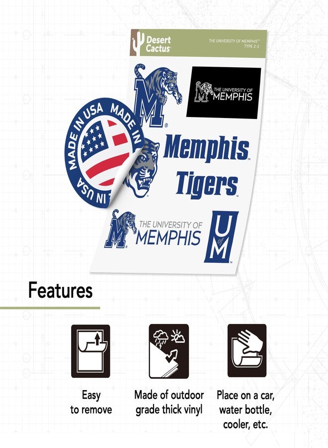 Desert Cactus University of Memphis Sticker Tigers UM Vinyl Decals Laptop Water Bottle Car Scrapbook Sheet T2 (Type 2) - Image 4