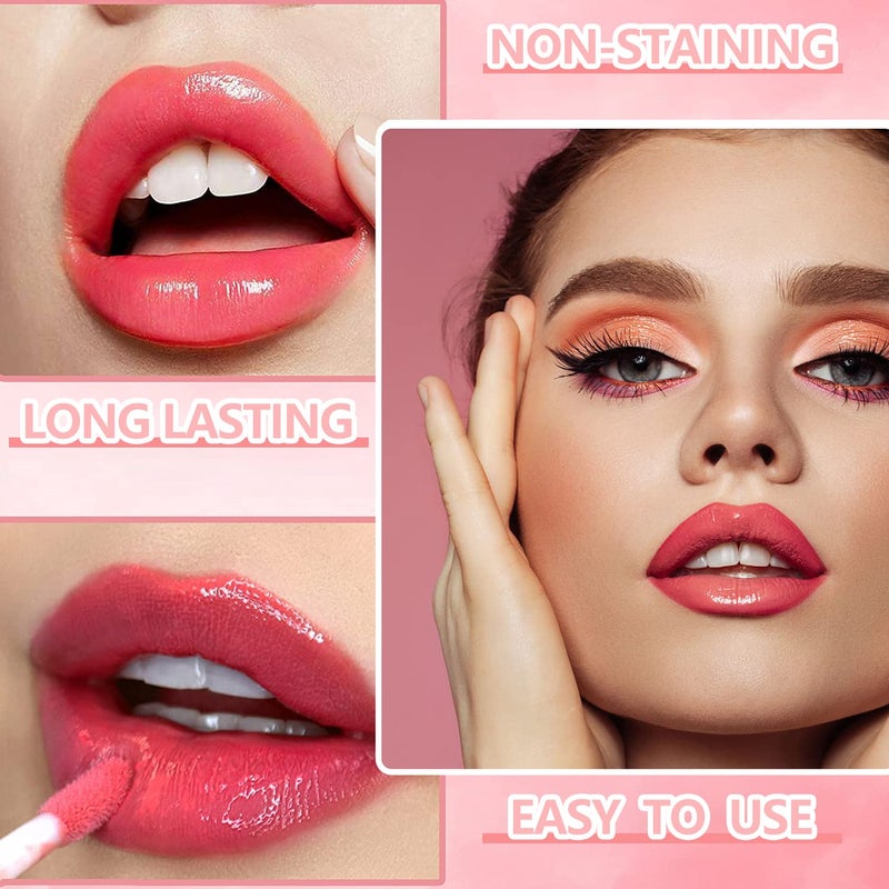Eakroo 6 Colors Lip Tint Stain Mini Liquid Lipstick, Korean Lip Gloss Moisturizing Natural, Multi-Use Lip and Cheek Tint, Non-Stick Cup, Lightweight, High Pigment, Long-Lasting, Vivid Color - Image 3