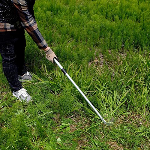 GardenHelper Weeding Sickle Long Handle Adjustable (26-1/2" to 42-3/4") Japanese Stainless Steel, Made in Japan, Telescoping Weeding Tool for Garden, Stand Up Weeder Sickle Hand Tool (Straight & Serrated Blade) - Image 4