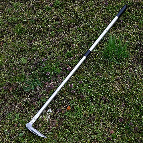 GardenHelper Weeding Sickle Long Handle Adjustable (26-1/2" to 42-3/4") Japanese Stainless Steel, Made in Japan, Telescoping Weeding Tool for Garden, Stand Up Weeder Sickle Hand Tool (Straight & Serrated Blade) - Image 3