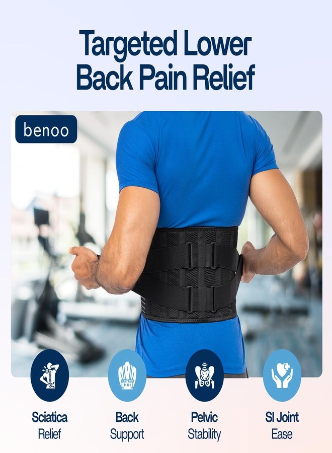 benoo حزام دعم الظهر لتخفيف آلام أسفل الظهر | حزام دعم قطني لعرق النسا للرجال والنساء، حزام دعم ظهر قابل للتعديل للعمل والاستخدام اليومي، راحة طوال اليوم وضغط قوي (متوسط (33-37.9 بوصة)) - Image 3