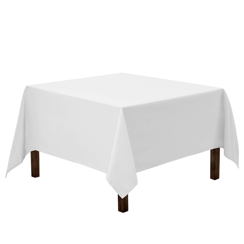 Gee Di Moda Square Tablecloth  52 x 52 Inch White Table Cloth for Small Square or Round Tables  Heavy Duty Washable Fabric  for Buffet Table Holiday Party Dinner Wedding  Baby Shower