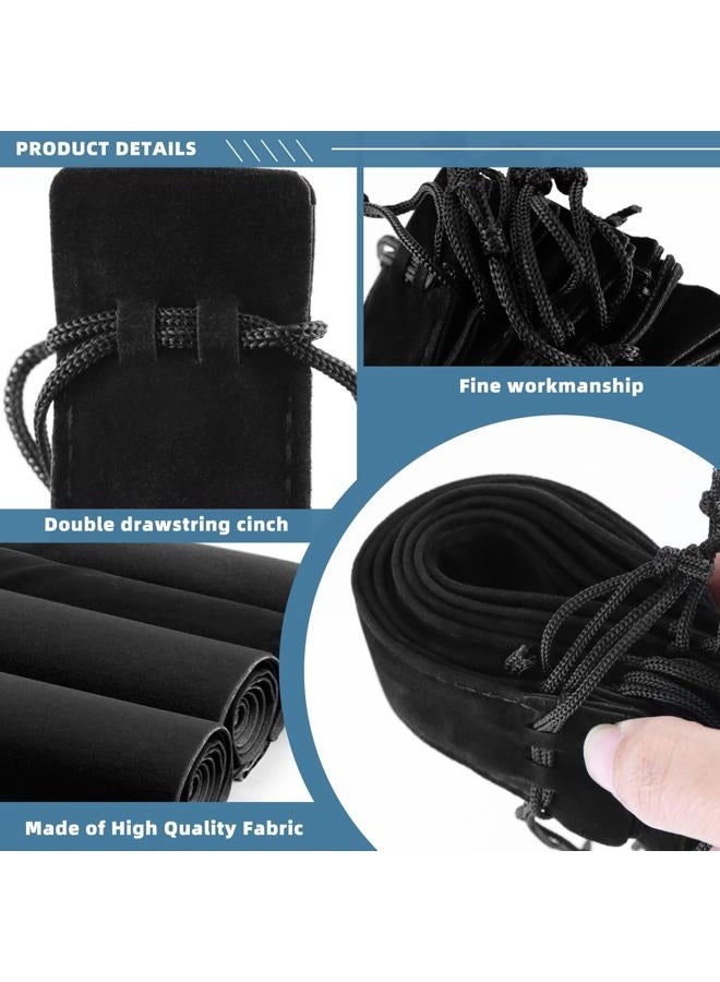 WFPLUS 50 Pieces Velvet Pen Pouch with Drawstring Pencil Sleeve Holders Pen Bag Case Pens Protective for Student Adult Office Business Supplies Gifts (Black) - Image 3