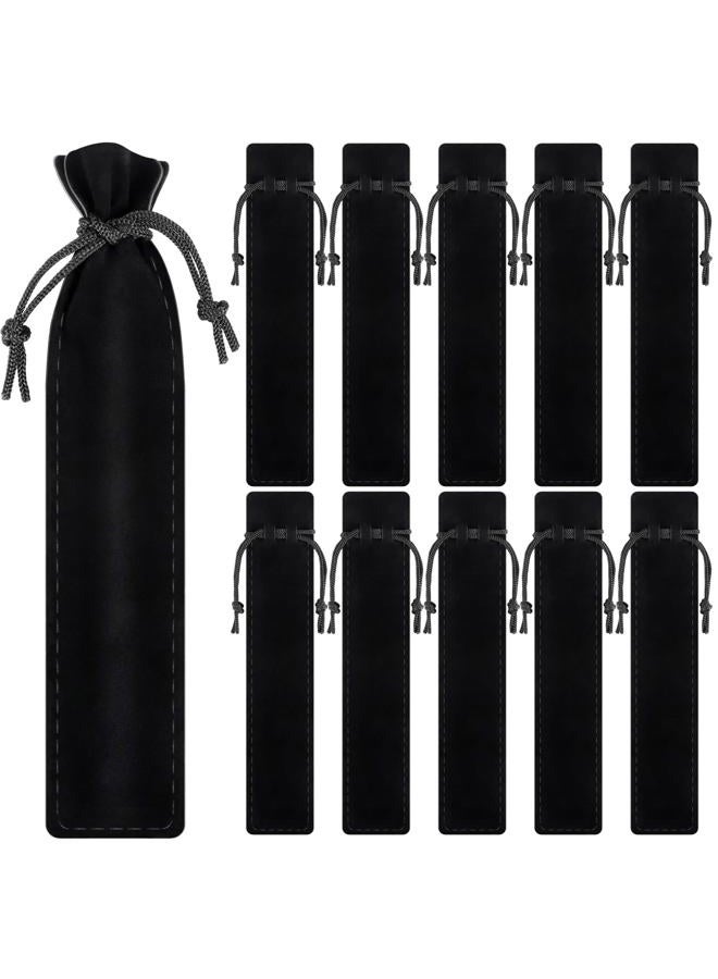 WFPLUS 50 Pieces Velvet Pen Pouch with Drawstring Pencil Sleeve Holders Pen Bag Case Pens Protective for Student Adult Office Business Supplies Gifts (Black) - Image 1