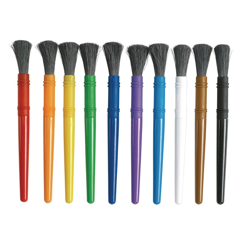Colorations ® Plastic Handle Chubby Paint Brushes with Nylon Bristles, Set of 10, Plastic Handle Paint Brushes, Crafts for Kids, Painting for Kids, Kids Paint Brushes, Paint Brushes for Children - Image 1