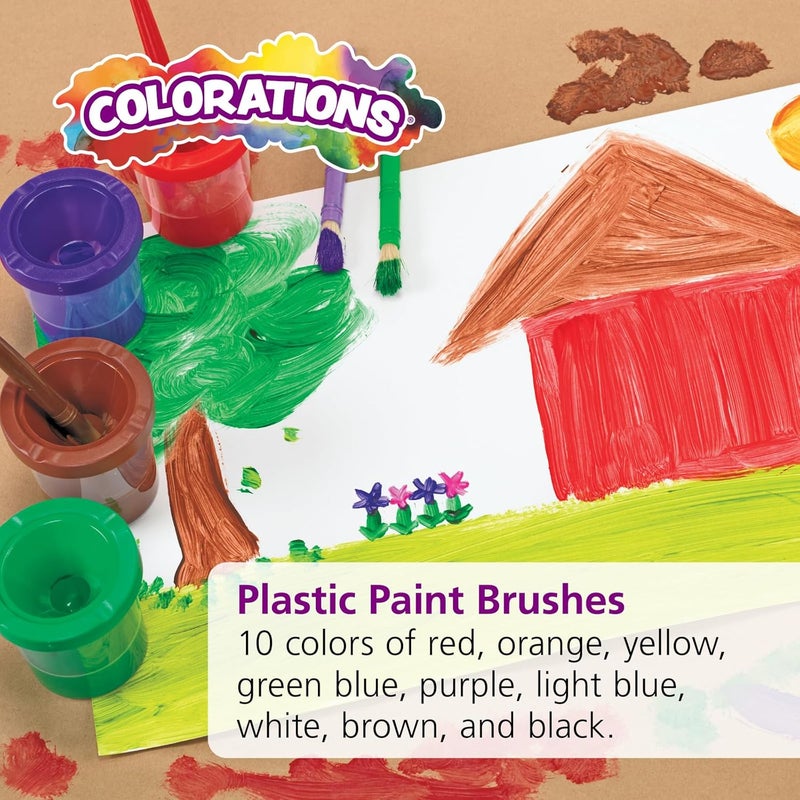 Colorations ® Plastic Handle Chubby Paint Brushes with Nylon Bristles, Set of 10, Plastic Handle Paint Brushes, Crafts for Kids, Painting for Kids, Kids Paint Brushes, Paint Brushes for Children - Image 5