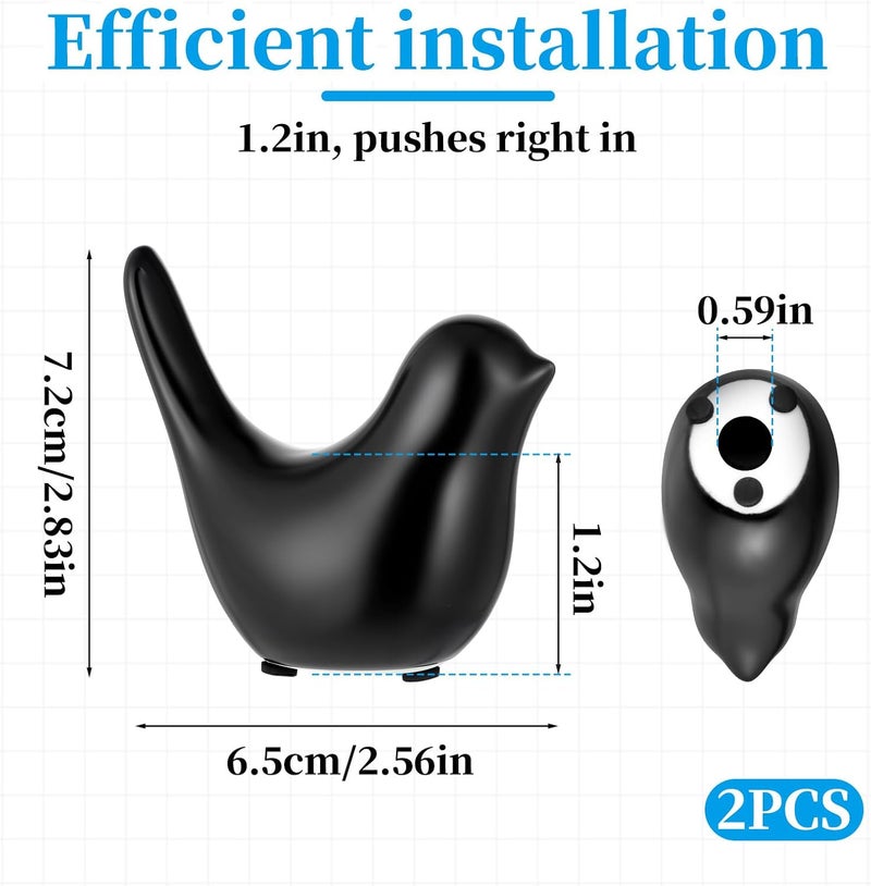 Fyntave 2 Pcs Bird Toilet Bolt Covers Toilet Screw Cover Caps Cute Bird Toilets Bolt Caps Decorative Replacement Cap Decorative Easy Installation Toilets Bolts Cap for Bathroom Decor (Black) - Image 2