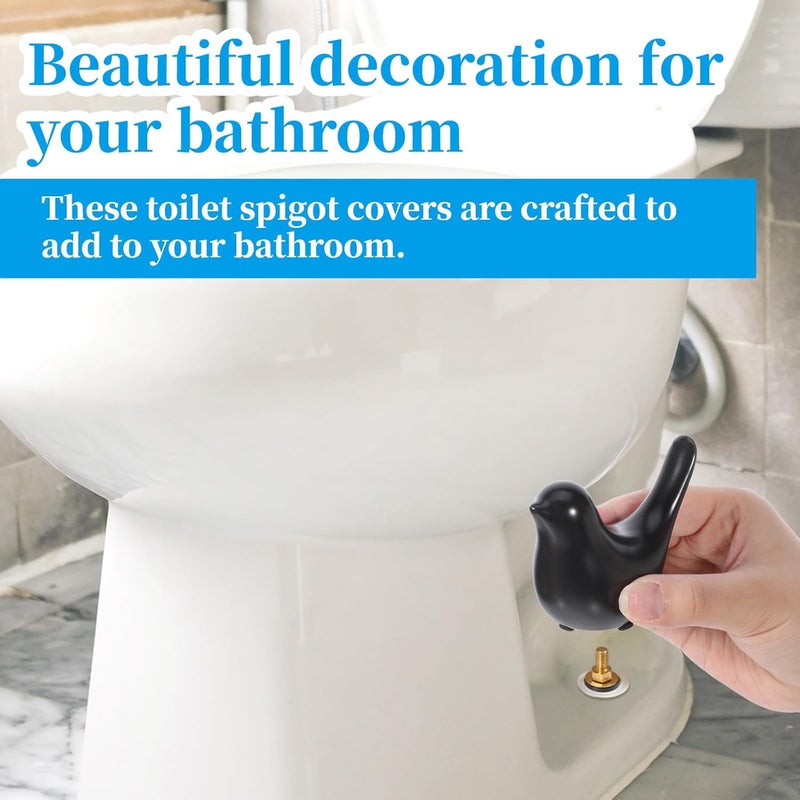 Fyntave 2 Pcs Bird Toilet Bolt Covers Toilet Screw Cover Caps Cute Bird Toilets Bolt Caps Decorative Replacement Cap Decorative Easy Installation Toilets Bolts Cap for Bathroom Decor (Black) - Image 5