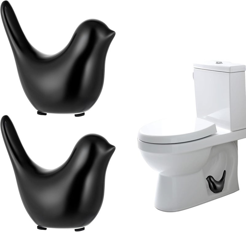 Fyntave 2 Pcs Bird Toilet Bolt Covers Toilet Screw Cover Caps Cute Bird Toilets Bolt Caps Decorative Replacement Cap Decorative Easy Installation Toilets Bolts Cap for Bathroom Decor (Black) - Image 1