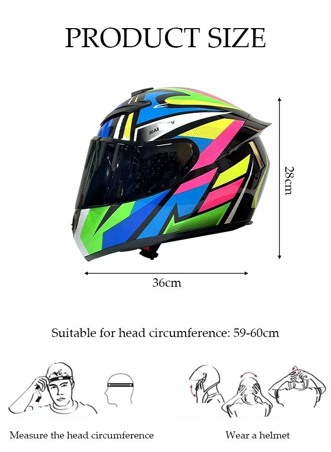DUNISO Full Face Motorcycle Helmet, Lightweight Crash Resistant Motorcycle Helmet, All Season Cool Racing Helmet，with Black Lenses, Breathable Lining, Suitable for Both Men and Women (L) - Image 2