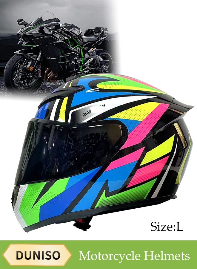 DUNISO Full Face Motorcycle Helmet, Lightweight Crash Resistant Motorcycle Helmet, All Season Cool Racing Helmet，with Black Lenses, Breathable Lining, Suitable for Both Men and Women (L) - Image 1