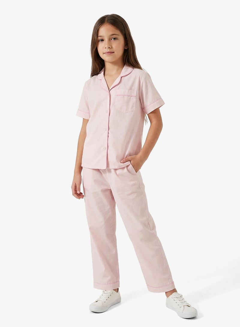 Pinata Pink Button Through Cotton Shirt Pyjamas - Image 1