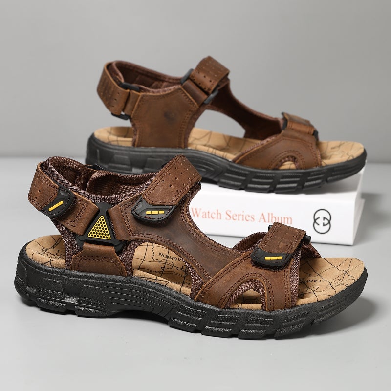 Men's Top Layer Cowhide Leather Casual Sandals - Image 1