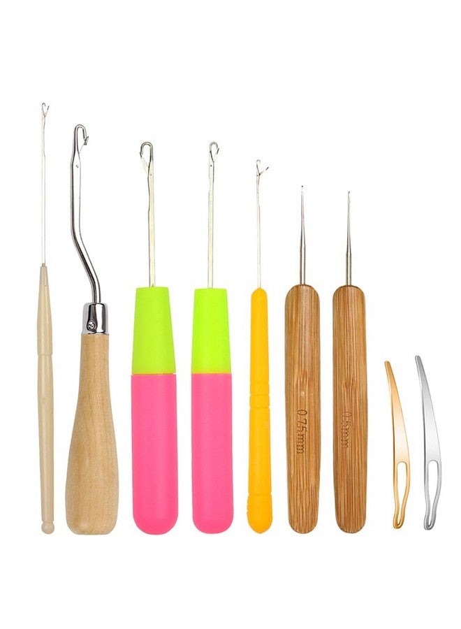 يتبيت مجموعة مكونة من 9 قطع من إبر الكروشيه المنحنية وأداة تثبيت الشعر لضفائر الشعر وصنع السجاد والحرف اليدوية الأخرى - Image 1