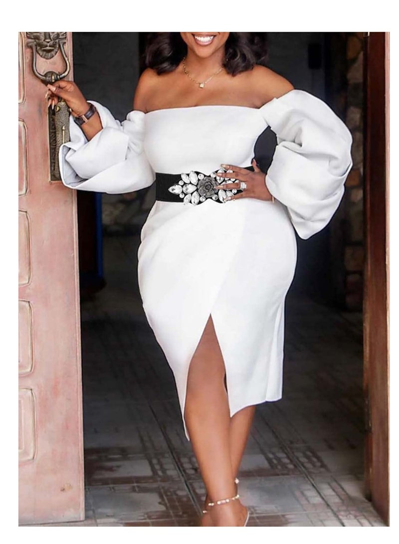 حزام مرصع بالأحجار الكريمة السوداء القابلة للتمدد، فستان كورسيه أسود على الخصر، سترة أسفل، حزام مرن، إكسسوارات أزياء (1'9-2'6) - Image 4