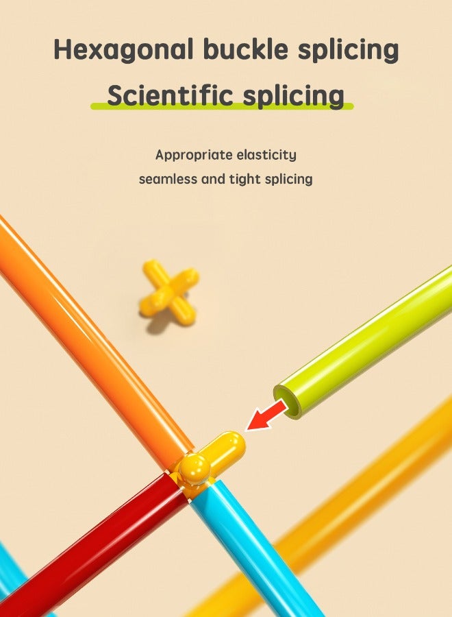 Loquat Straw Building Blocks Stem Kit, Creative Straw Constructor Toys, STEM Building Toys, DIY Educational Interlocking Plastic Engineering Toys Kit for Boys and Girls, Multicolor, 200Pcs - Image 4