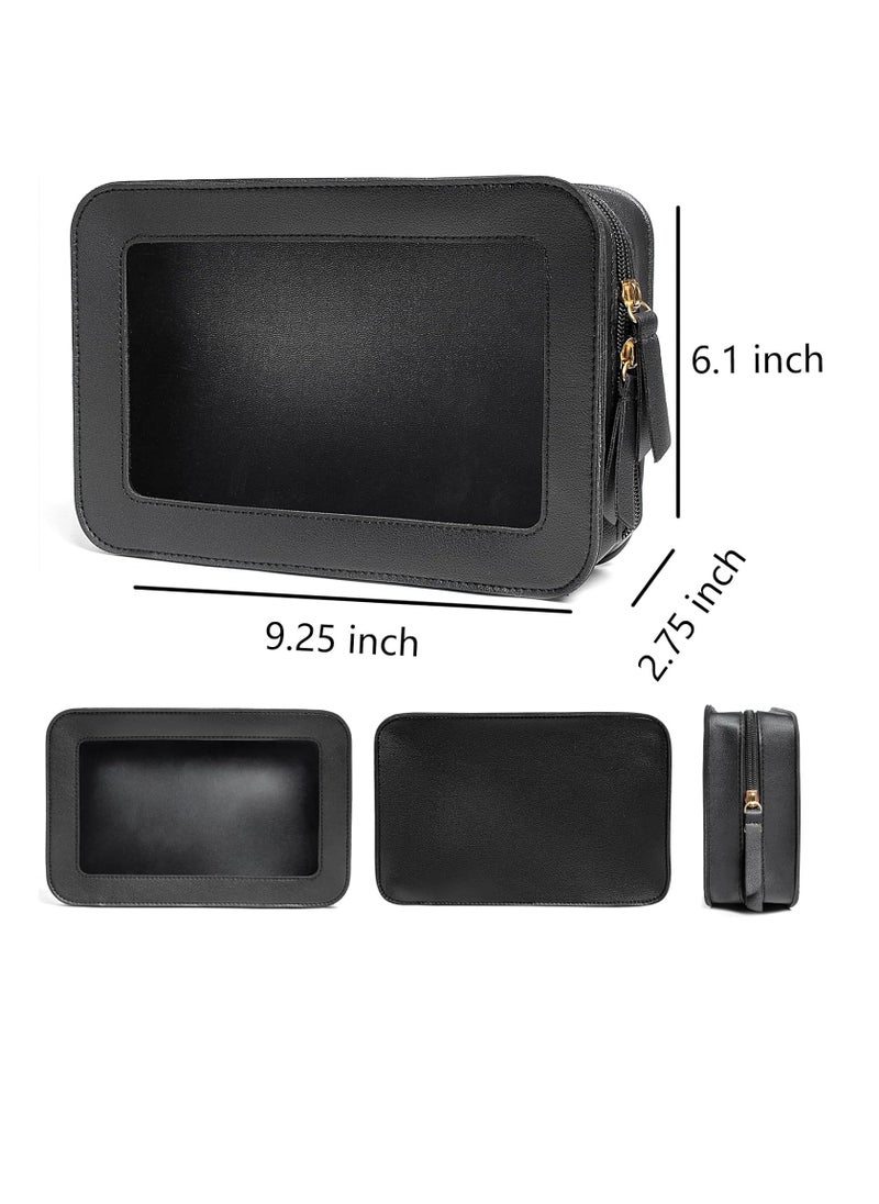 LETGO LETGO Clear Makeup Bags, TSA Approved Toiletry Bag with Zipper, Clear Makeup Organizer Fit Carry-on Travel Car Accessories Essentials,Portable Travel Small Pouch for Women Men (Black)  - Image 3