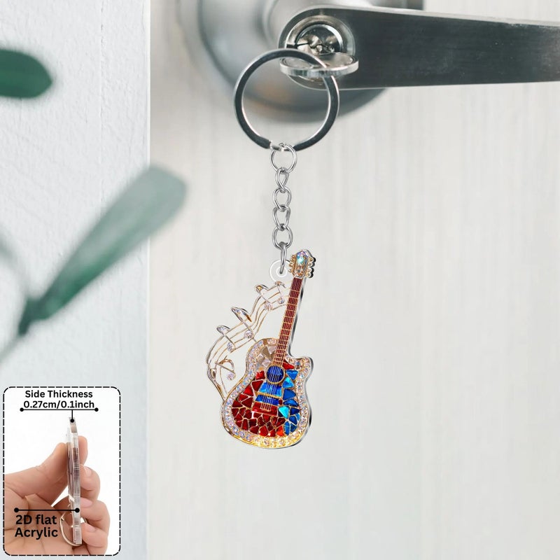 Electric Guitar Keychain Red Musical Note Keyring Gift For Music Lovers - Image 5