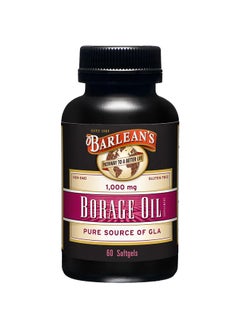 Barlean's Borage Oil Capsules, 1000mg Cold Pressed Pure Borage Seed Oil GLA Supplement, Omega 6 for Healthy Skin Joints and Bones and Brain Function, Non-GMO and PA Safe, 60 Count