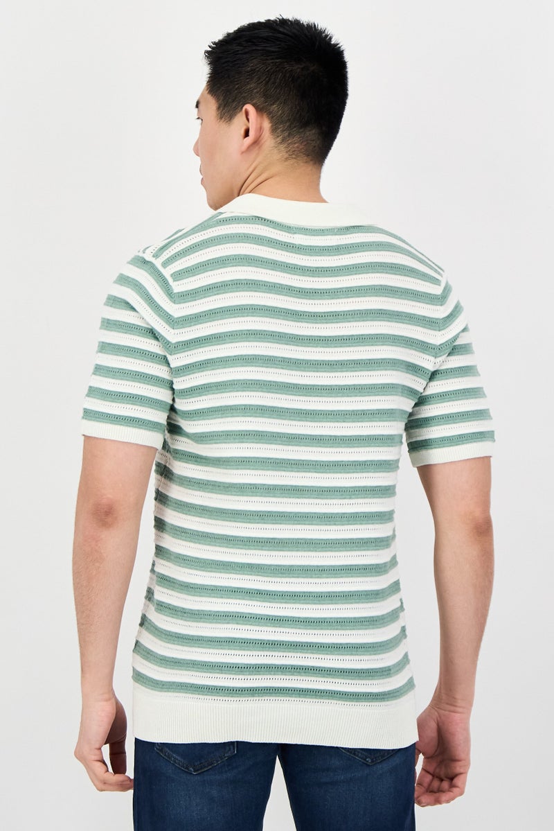 Threadbare Men Regular Fit Short Sleeve Stripe Polo Shirt, Multicolor - Image 3