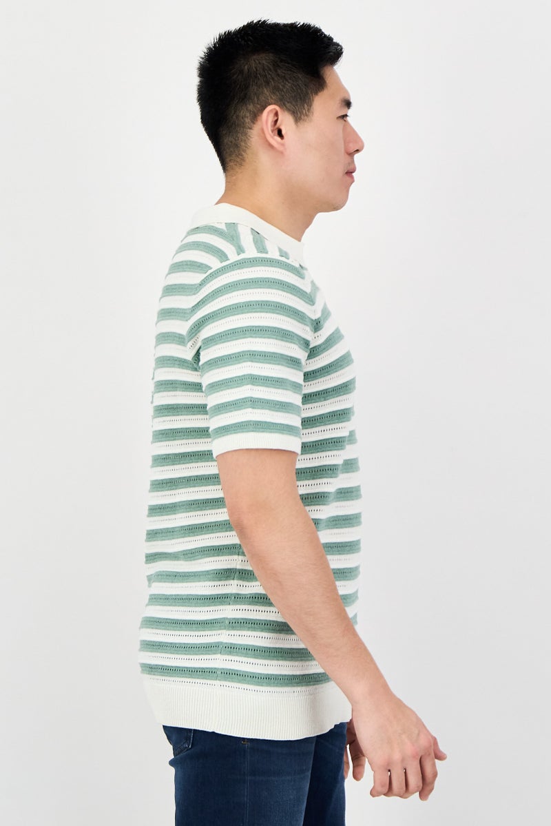 Threadbare Men Regular Fit Short Sleeve Stripe Polo Shirt, Multicolor - Image 2