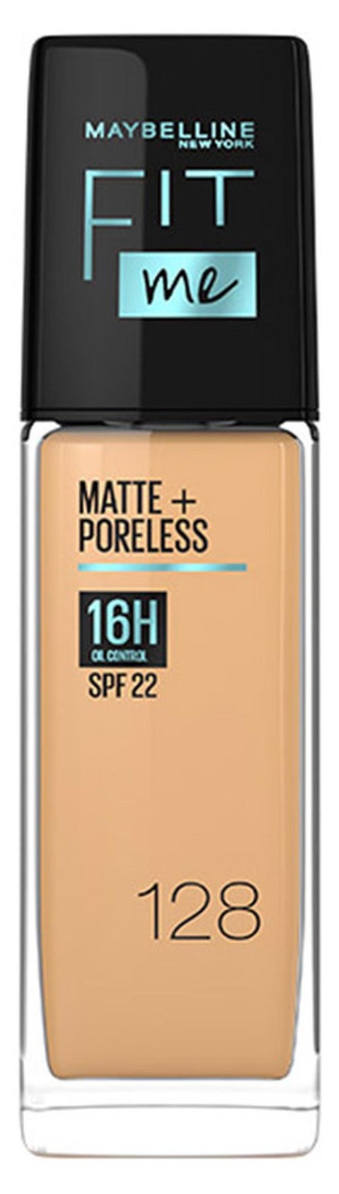 Fit Me Matte + Poreless Liquid Foundation – 16 Hour Longwear Mattifying Oil Control SPF 22 PA++ & Blurs Pores for Normal to Oily Skin, Even Sensitive & Acne Prone - 128 | 30ml 128