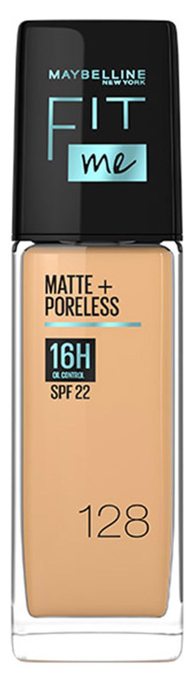 MAYBELLINE NEW YORK Fit Me Matte + Poreless Liquid Foundation – 16 Hour Longwear Mattifying Oil Control SPF 22 PA++ & Blurs Pores for Normal to Oily Skin, Even Sensitive & Acne Prone - 128 | 30ml 128 - Image 1