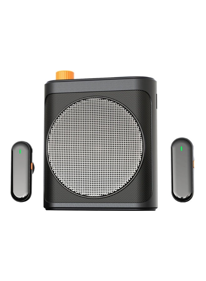 مضخم صوت مع ميكروفون ومشابك لاسلكية، نظام مكبر صوت محمول وقابل للشحن مع شاشة عرض وبتشغيل مستمر حتى 28 ساعة، ميكروفون شخصي كلّابي للمعلمين والمدربين ومرشدي السياحة (أسود) - Image 2