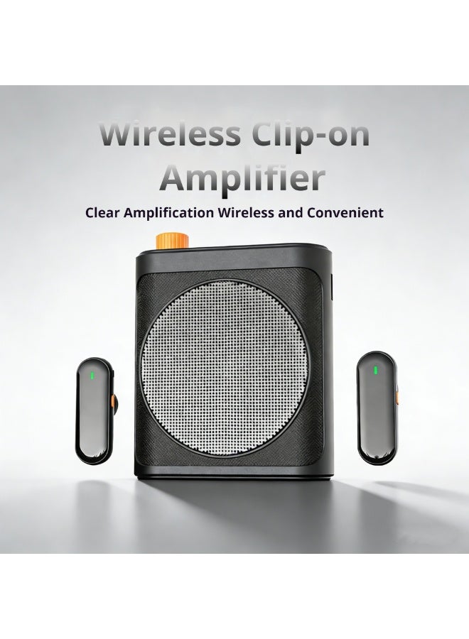 Voice Amplifier with Wireless Microphone & Clips, Portable Rechargeable PA System Speaker with Screen Display and 28-Hour Long Battery Life, Personal Clip-On Microphone for Teachers, Coaches, Tour Guides (Black) - Image 1