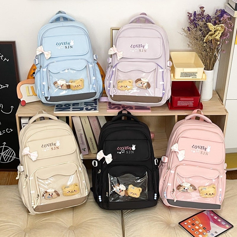 Anime Ita Backpack with Rabbit Embroidery, Light Blue, for Students - Image 4