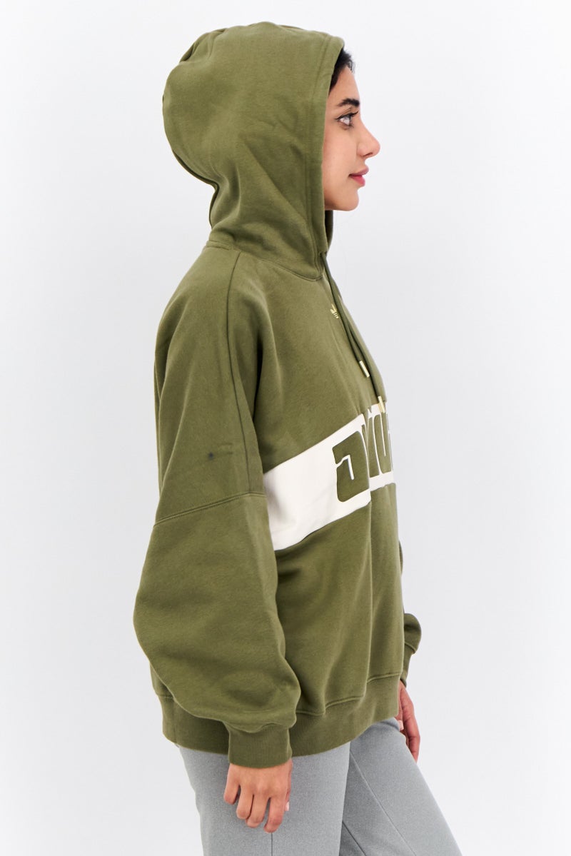 adidas Originals Women Sportswear Fit Long Sleeves Outdoor Hoodie, Olive - Image 2