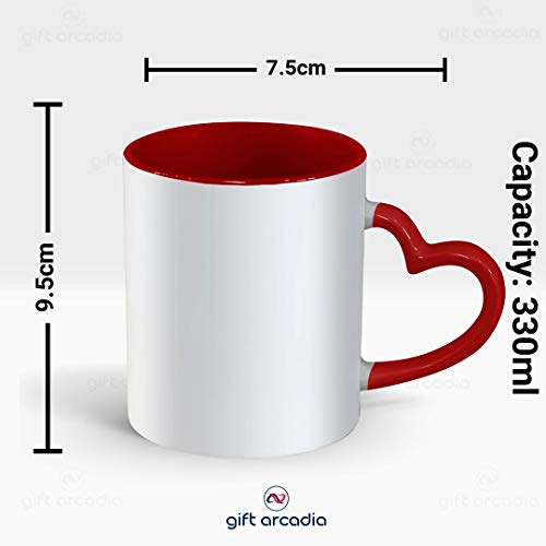 Gift Arcadia Ceramic Mr. & Mrs. Right Heart Handle Coffee Mug - 2 Pieces, Red, 330ml (A057) - Image 4